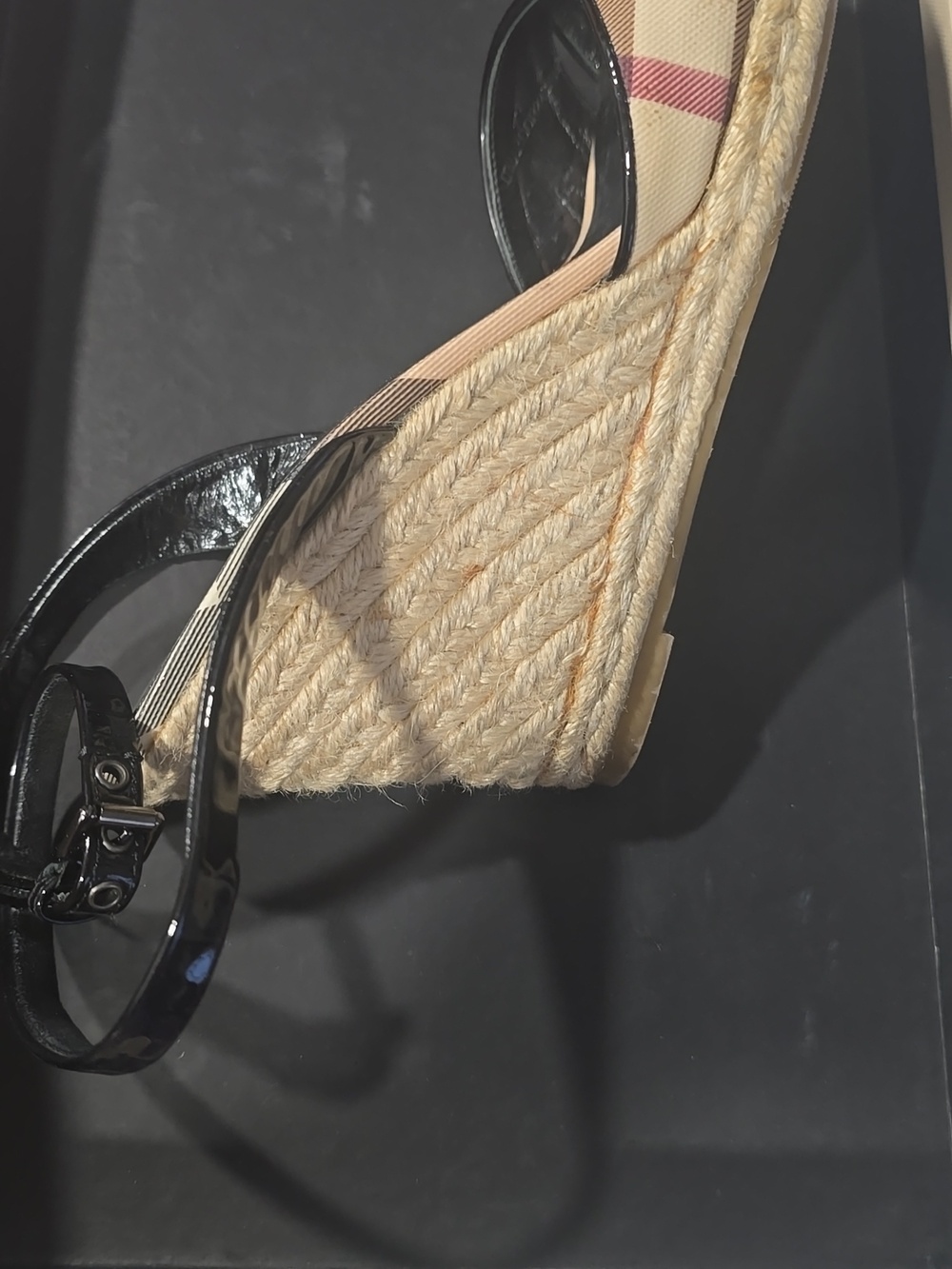 Burberry Plaid Wedge Sandals Espadrilles Size 39 with Box - Picture 13 of 16